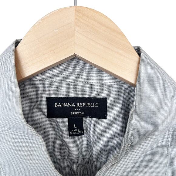 Banana Republic Gray Short Sleeve Button Down Sz L - Picture 3 of 5